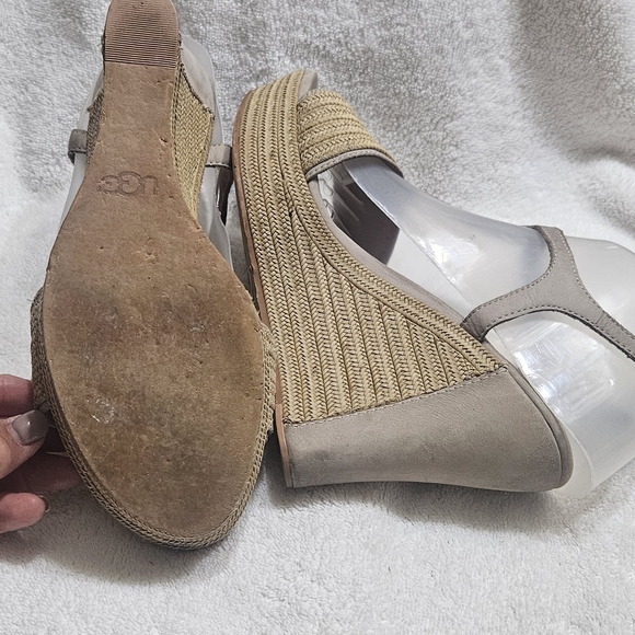 UGG Australia Fitchie Platform Wedge Sandals 1006844 Oyster Tan beige size 8 - Picture 4 of 8